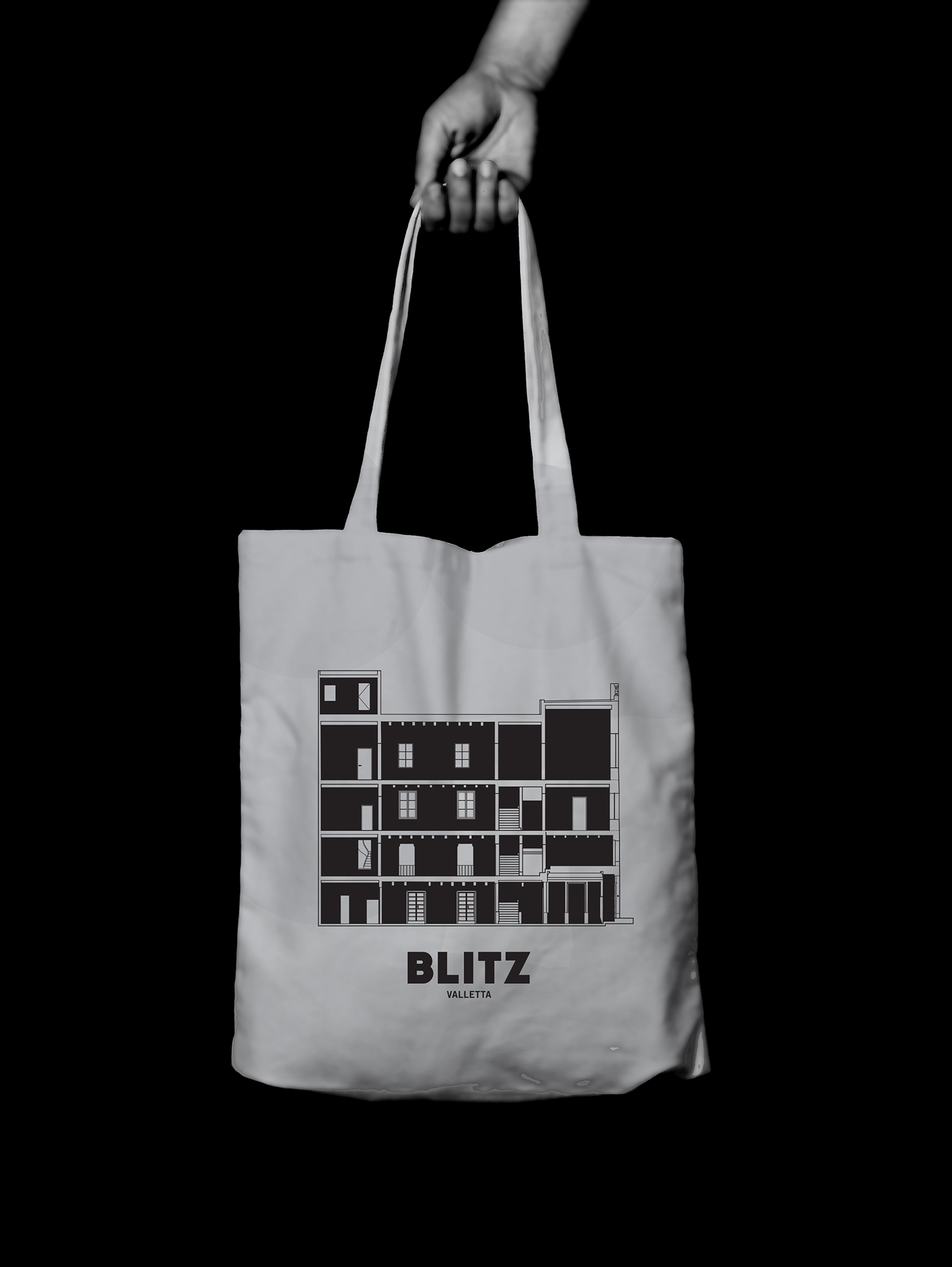 Blitz Valletta tote bag design by Alexandra Pace Studio