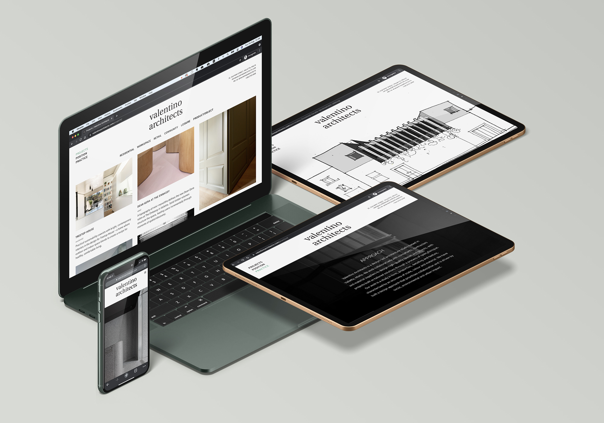 Website design for Valentino Architects by Alexandra Pace Studio